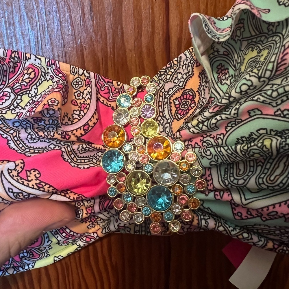 Victoria's Secret Ruch Push-Up Bikini Top 34D Paisley Medium Matching Bottoms - Picture 2 of 9